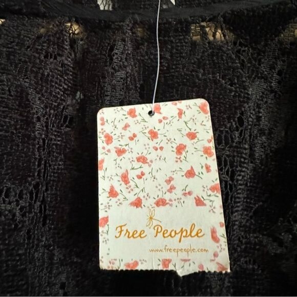 Free People Ruby Black Lace Mini Boho Dress Size Small new with Tags - Picture 5 of 11